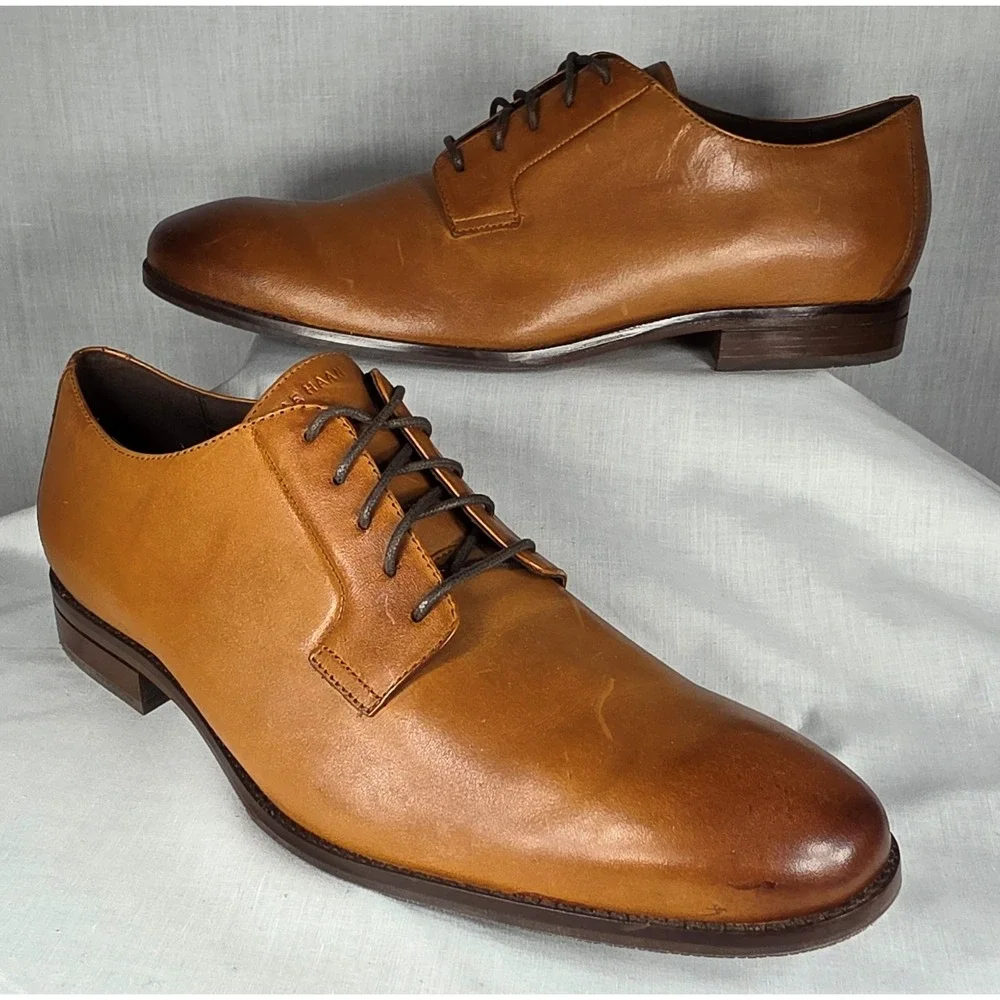 Cole Haan Harrison Grand Derby Tan Leather Dress Shoes Men's 12 M